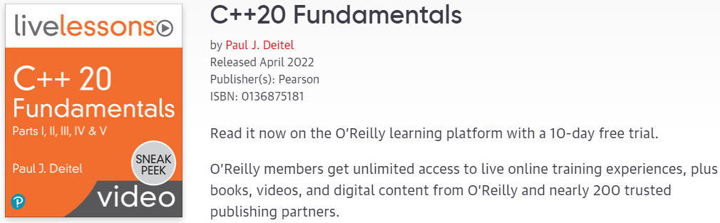 Pictures · Pearson — Oreilly – C++20 Fundamentals 2024-6