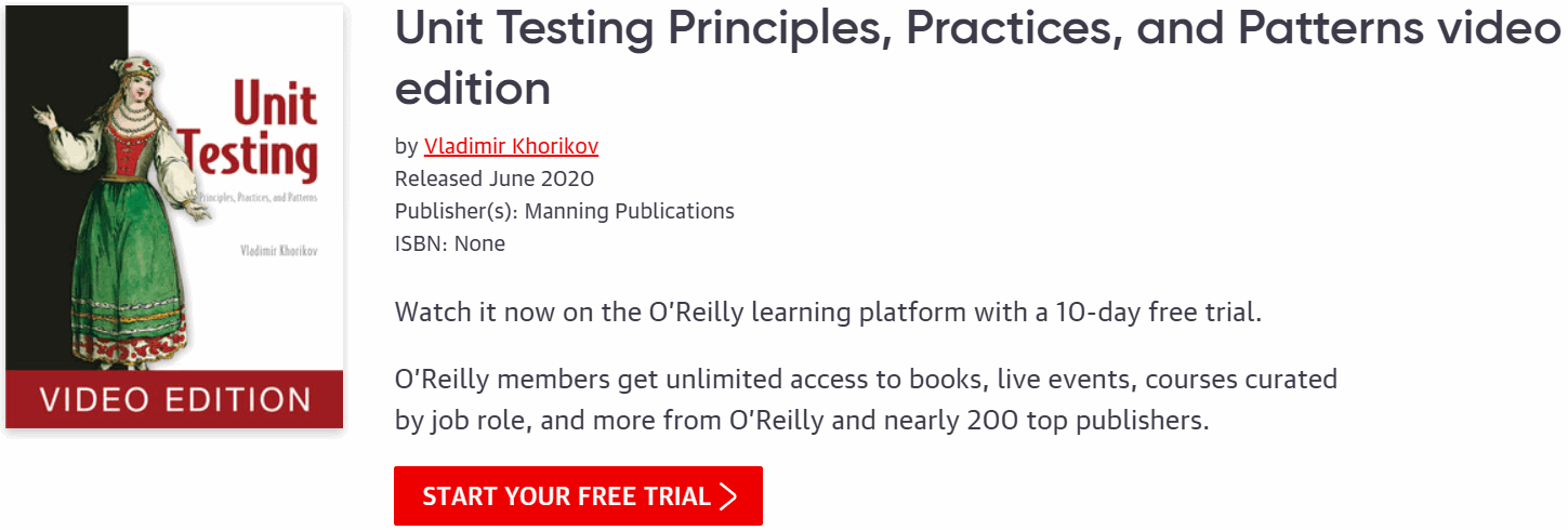 Pictures · Oreilly — Unit Testing Principles, Practices, and Patterns video edition 2021-5