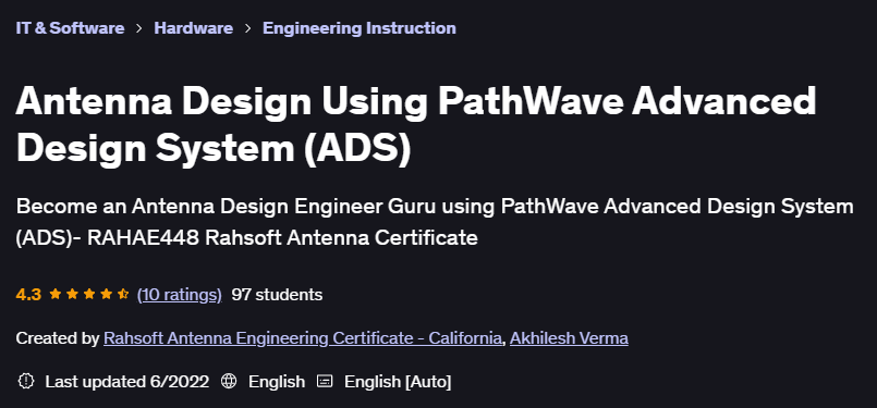 Pictures · Udemy — Antenna Design Using PathWave Advanced Design System (ADS) 2022-6