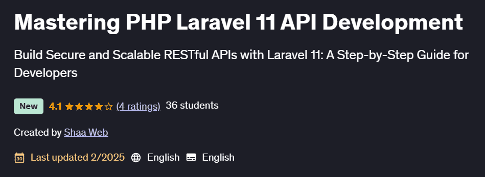 Pictures · Udemy — Mastering PHP Laravel 11 API Development 2025-2