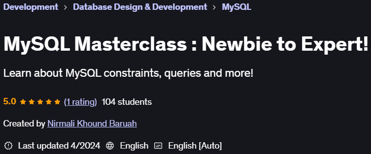 Pictures · Udemy — MySQL Masterclass : Newbie to Expert! 2023-9