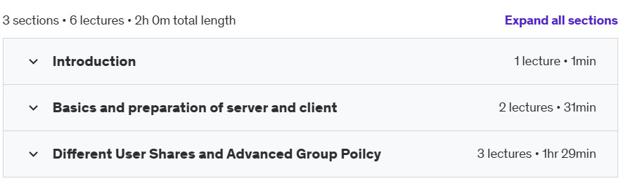 Course topics · Windows Server Active Directory and Group Policy setup 2024-10