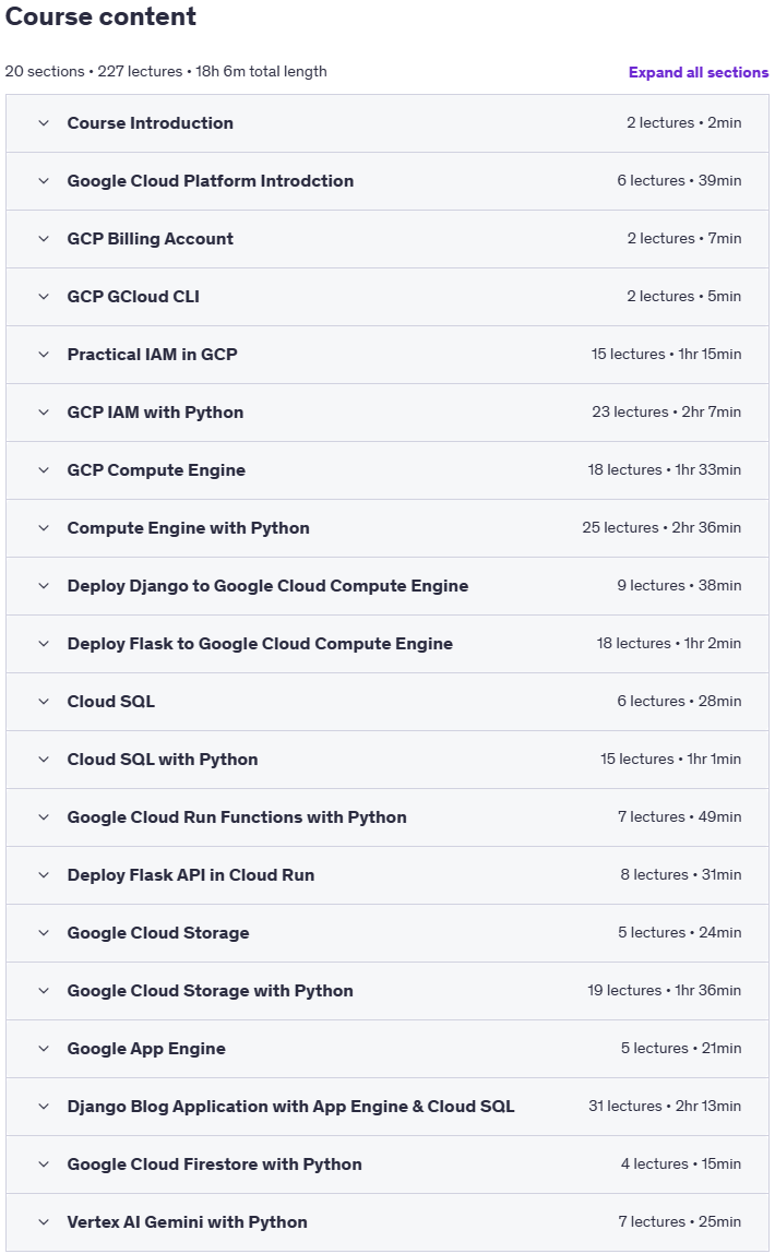 موضوعات الدورة · المهندسين Google Cloud منصة (GCP) ل Python المطورين 2025-4