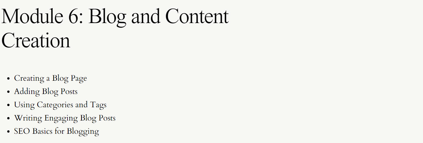 Course topics · Brand and Bloom Designs — Winning at WordPress 2024-9