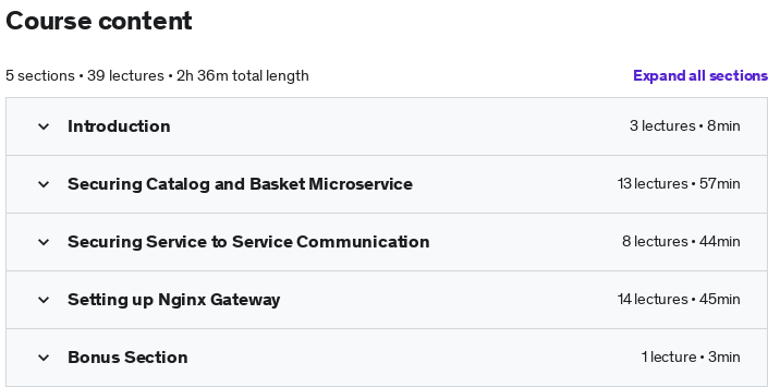 Course topics · Securing Microservices using Identity Server 4 2023-3