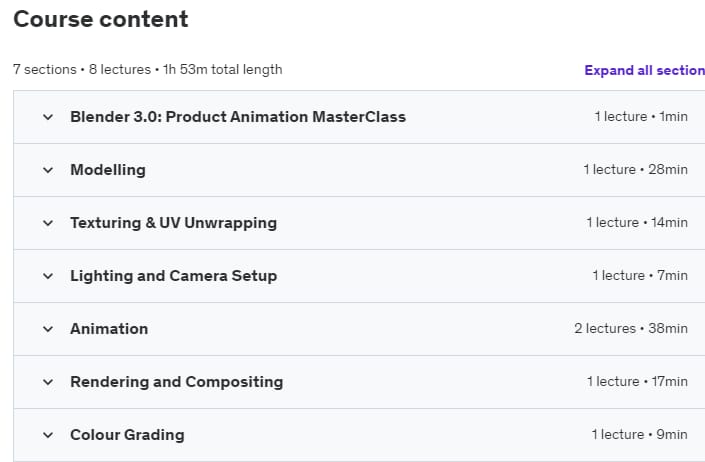 Course topics · Blender 3.0: Product Animation MasterClass 2021-8
