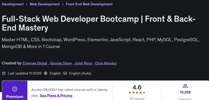 Bilder · Full-Stack Web-Entwickler Bootcamp Front & Back-End Mastery 2025-11