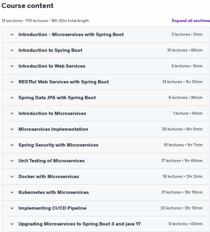 Course topics · Microservices with Spring Boot, Spring Cloud, Docker, K8s 2024-7