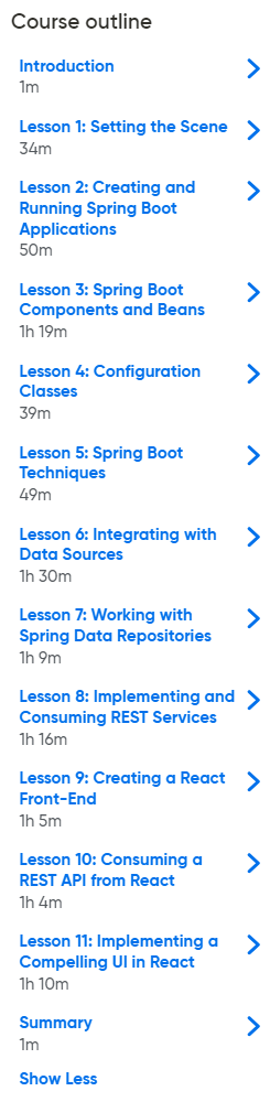 Course topics · Oreilly – Full-Stack React with Spring Boot 2021-7