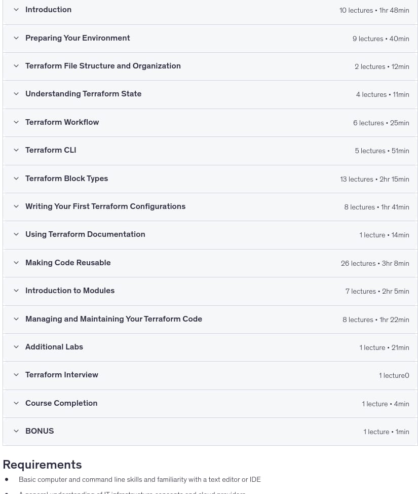 Course topics · HashiCorp Terraform: The Ultimate Beginner’s Guide with Labs 2026-7