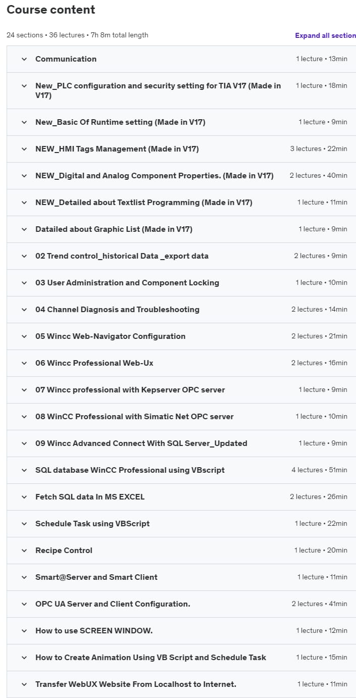 Course topics · Siemens WinCC Professional SCADA (Advance) 2021-3