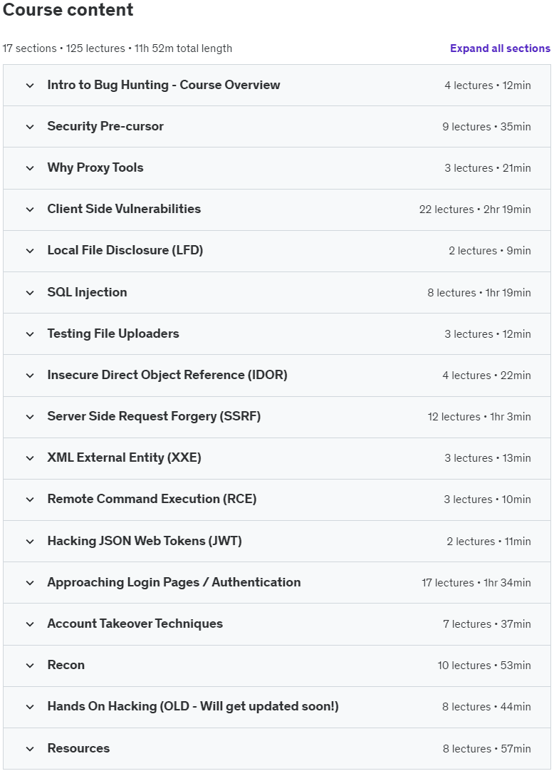 Temas del curso · Intro a Bug Bounty Caza y Web Application Hacking 2024-8