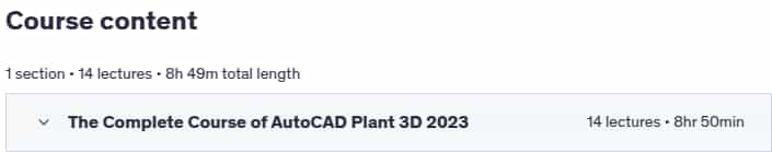 Course topics · Udemy — The Complete Course of AutoCAD Plant 3D 2025-1