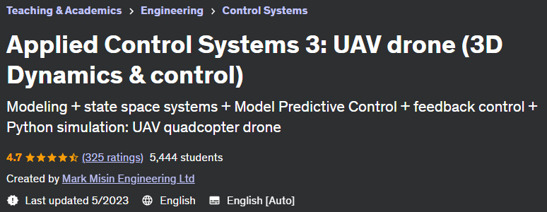 Pictures · Udemy — Applied Control Systems 3: UAV drone (3D Dynamics & control) 2022-8