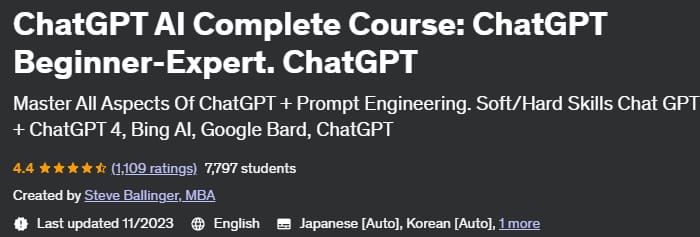Pictures · Udemy — ChatGPT AI Complete Course: ChatGPT Beginner-Expert. ChatGPT 2023-3