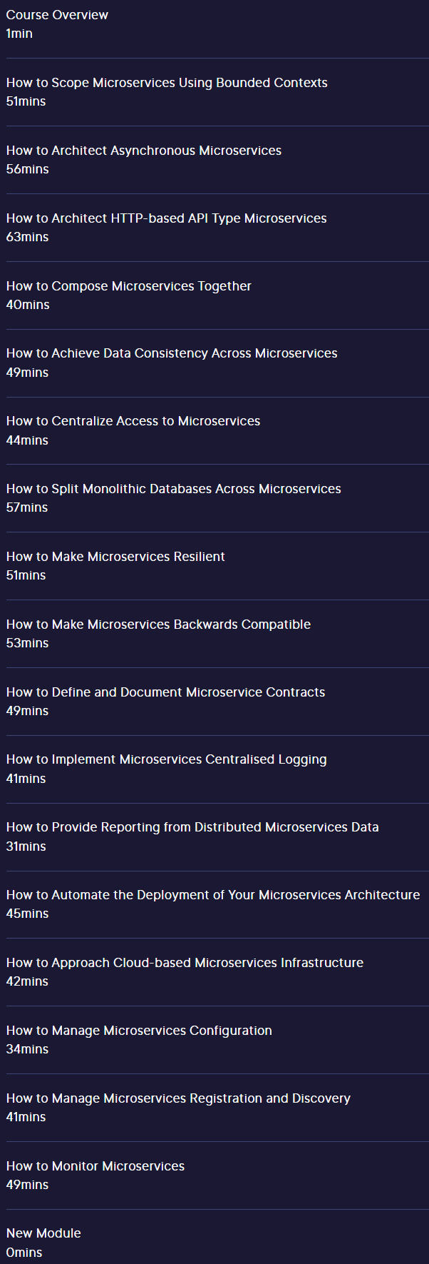 Course topics · Microservices Architectural Design Patterns Playbook 2023-7