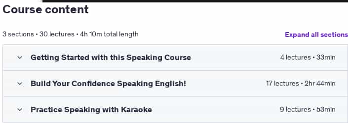 Course topics · Udemy — English Speaking Mastery: Speak English Like a Pro 2024-1