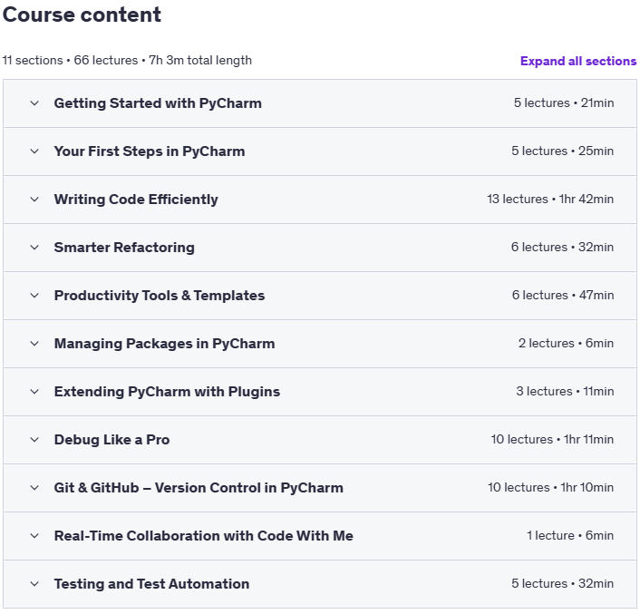 Sujets du cours · Maîtriser PyCharm : Écrire Python Code plus rapide et plus intelligent 2025-6