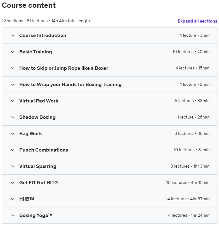 Course topics · The Complete Boxing Fitness & Skills Course – 80+ videos 2023-9