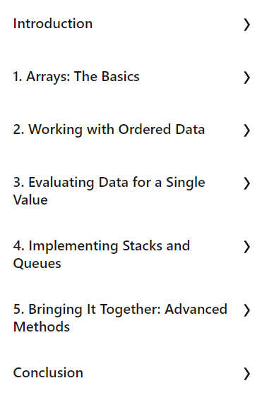 Course topics · JavaScript: Arrays 2021-1