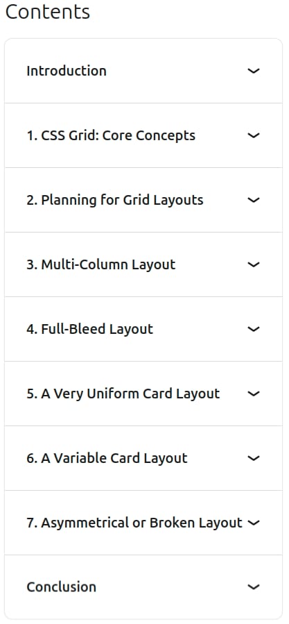 Course topics · CSS: Advanced Layouts with Grid 2024-11