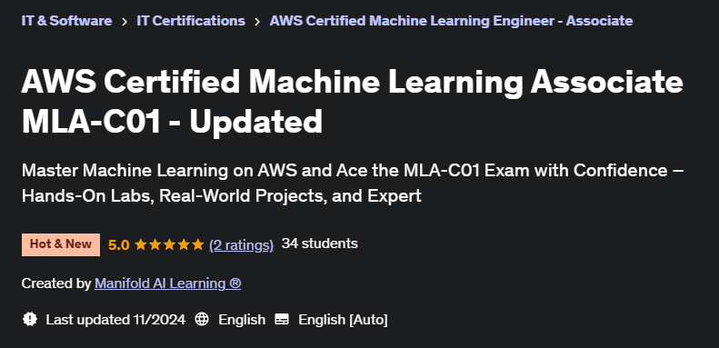Pictures · Udemy — AWS Certified Machine Learning Associate MLA-C01 – Updated 2024-10