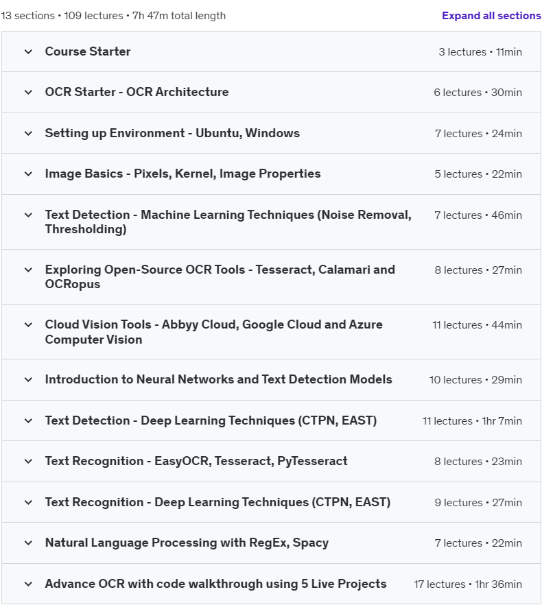 Course topics · Computer Vision – OCR using Python 2024-10