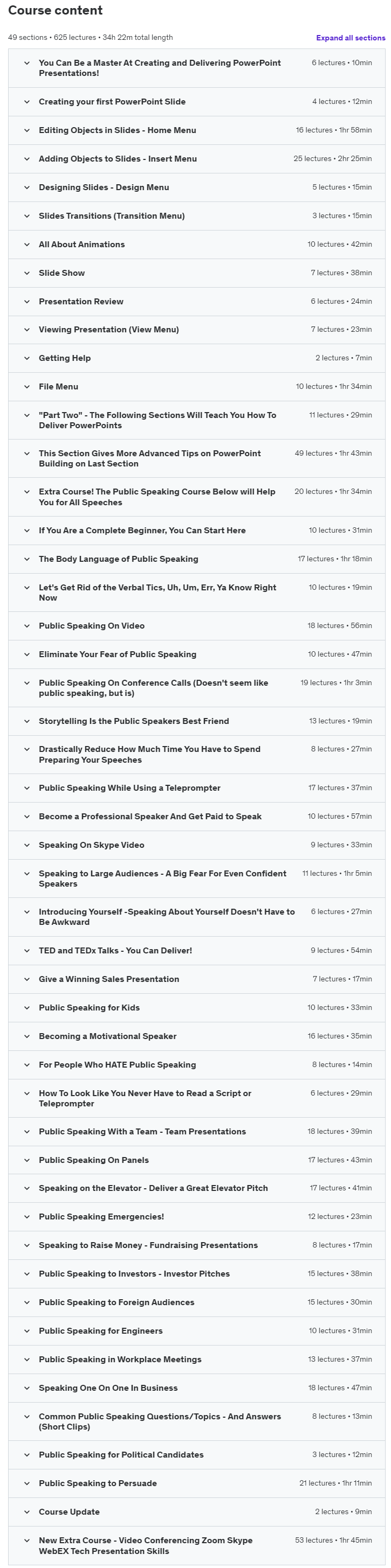 Course topics · The Complete PowerPoint and Presentation Skills Masterclass 2023-8