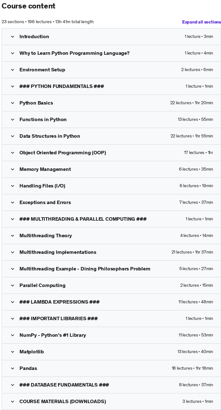 Course topics · Python Programming – Multithreading, OOP, NumPy and Pandas 2020-12