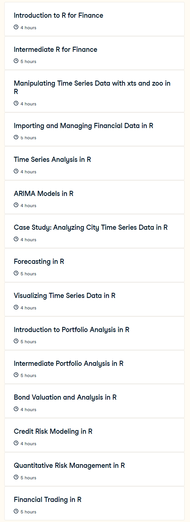 Course topics · Quantitative Analyst with R 2023-11