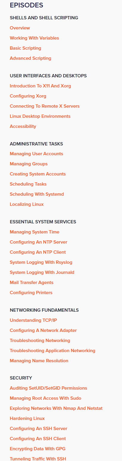 Course topics · ITProTV — LPIC-1 Linux Administrator (101-500 / 102-500 ) 2022-12