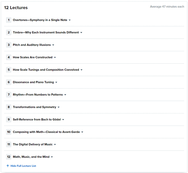 Course topics · Thegreatcourses — How Music and Mathematics Relate 2018-5