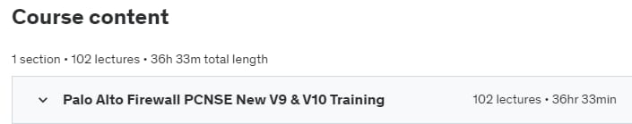 Course topics · Udemy — Palo Alto Firewall PCNSE New V9 & V10 Training 2022-11
