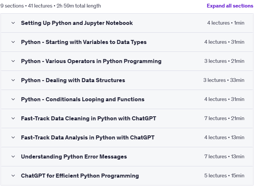 Course topics · Python Essentials: Learn Python Basics with Coding Exercises 2024-4