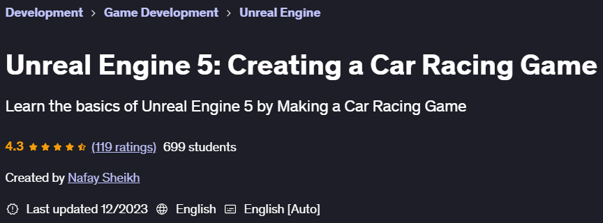 Pictures · Unreal Engine 5: Creating a Car Racing Game 2023-12
