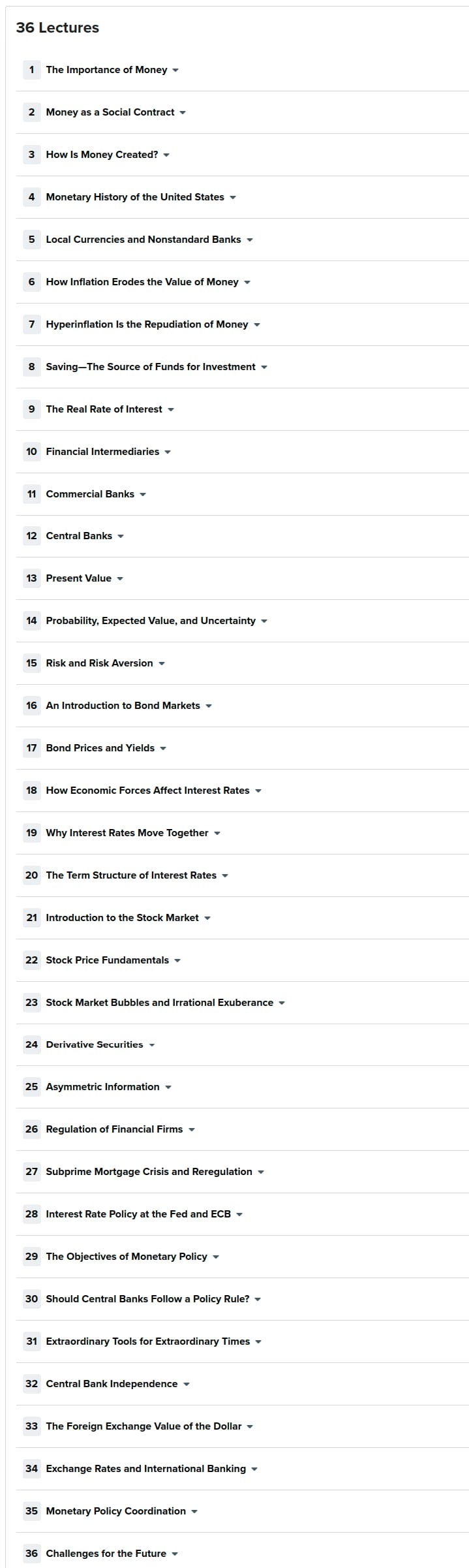 Course topics · The Great Courses — Money and Banking: What Everyone Should Know 2020-3