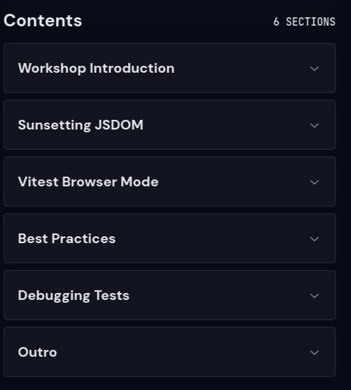 Course topics · EpicWeb — React Component Testing with Vitest 2025-4
