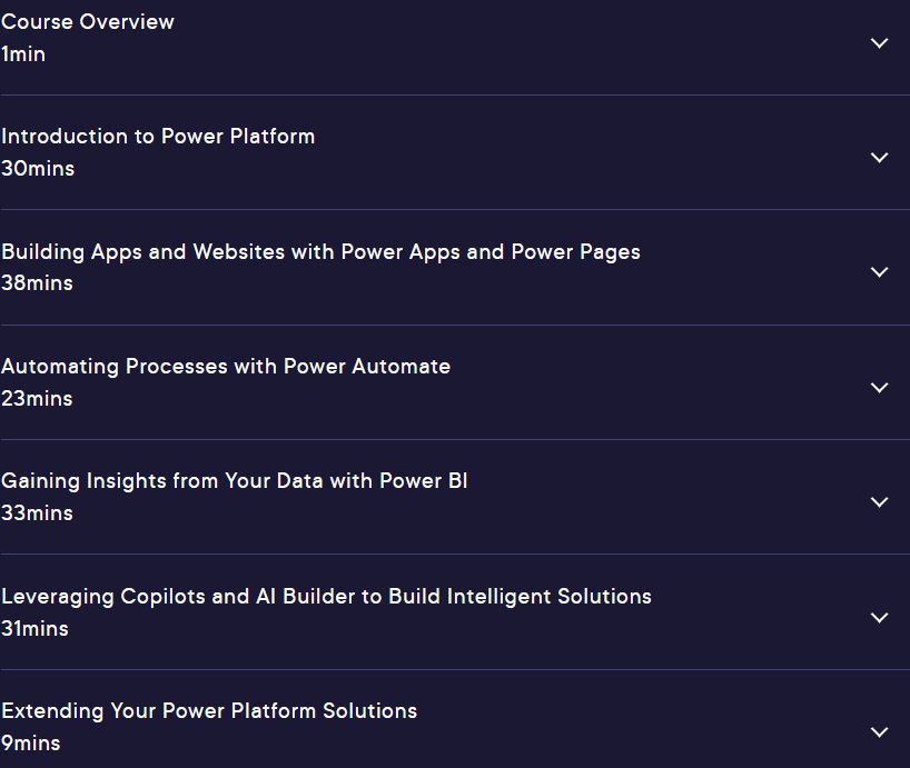 Course topics · Power Platform Foundations: The Big Picture 2024-8