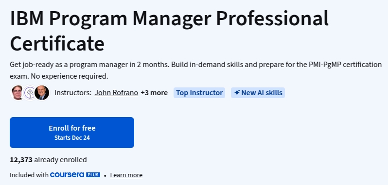 Images · Certificat professionnel de l'IBM Program Manager 2025-12