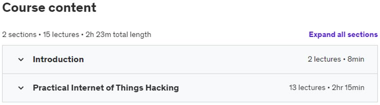Course topics · Udemy — Practical Internet of Things Hacking – 2021 2021-7
