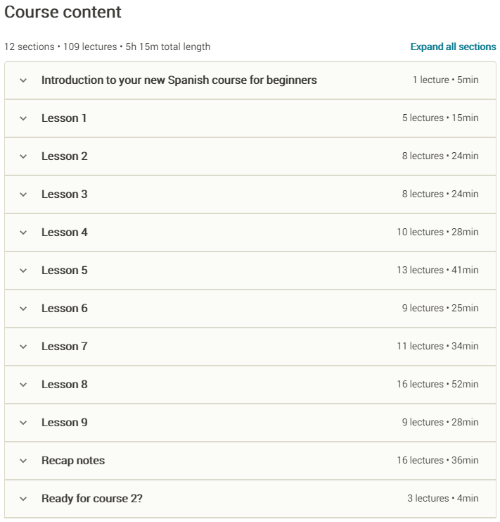 Course topics · Udemy — 3 Minute Spanish – Course 1-7 | Language lessons for beginners 2020-10