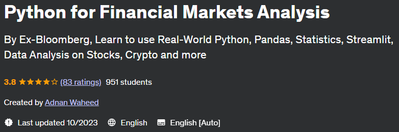 Pictures · Udemy — Python for Financial Markets Analysis 2022-3
