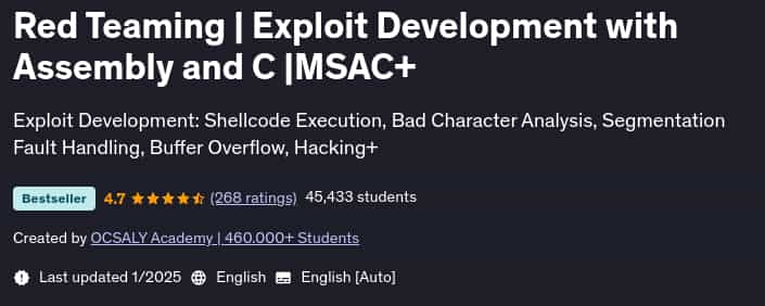 Pictures · Udemy — Red Teaming | Exploit Development with Assembly and C |MSAC+ update 2025-1