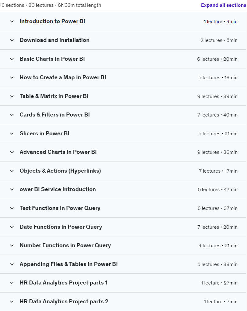 Course topics · Power BI Mastery: Zero to Hero Data Skills 2024-5