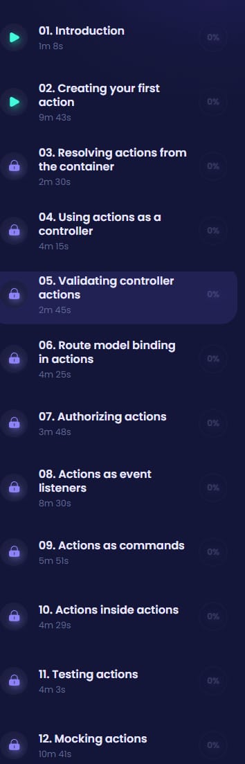 Course topics · CodeCourse – Laravel Actions 2022-7