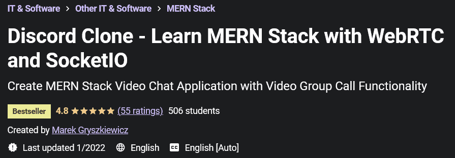 Pictures · Udemy — Discord Clone – Learn MERN Stack with WebRTC and SocketIO 2022-1