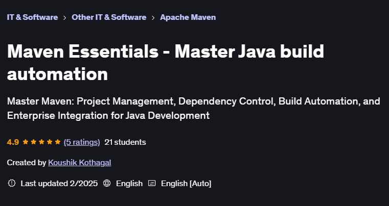 Pictures · Udemy — Maven Essentials – Master Java build automation 2025-2