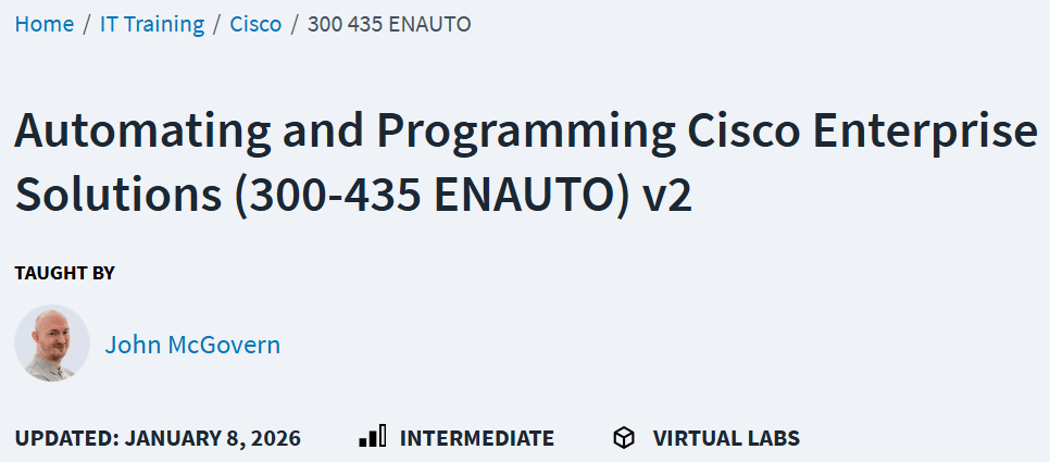 Bilder · CBTNuggets – Automatisierung und Programmierung von Cisco Enterprise Solutions (300-435 EINAUTO) V2 2026-1