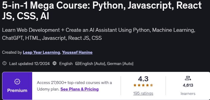 Bilder · 5In-1 Der Mega Kurs: Python, Javascript, React und JS, CSS, AI 2024-12