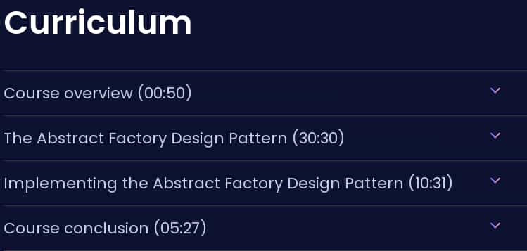 Course topics · Dometrain — Design Patterns in C# Abstract Factory 2024-11